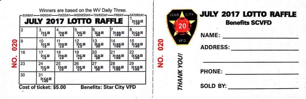 Lott0 Raffle Lotto Raffle – Star City Volunteer Fire Department